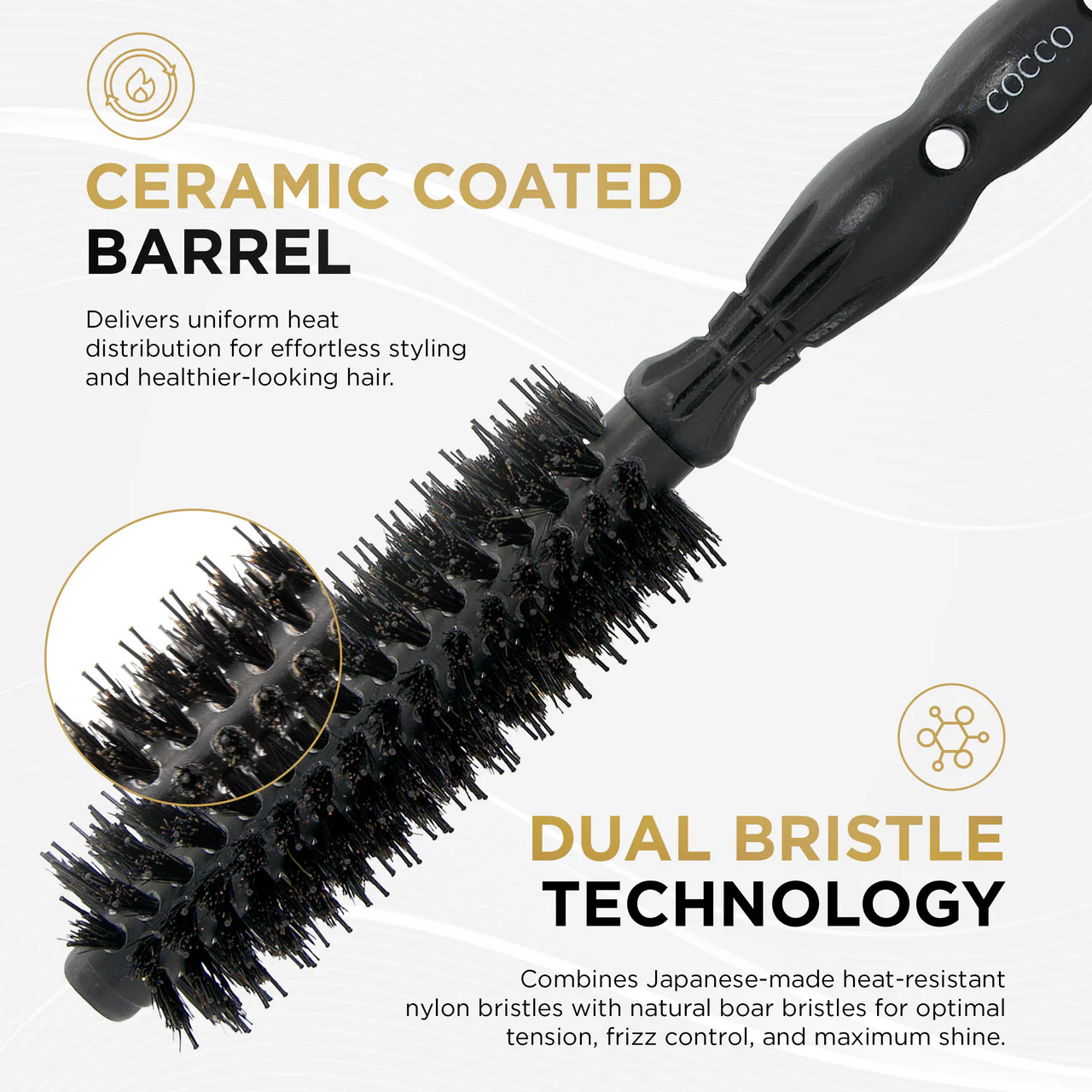 Cocco Black Series Ceramic Boar Brush (Select Size) - Image 4