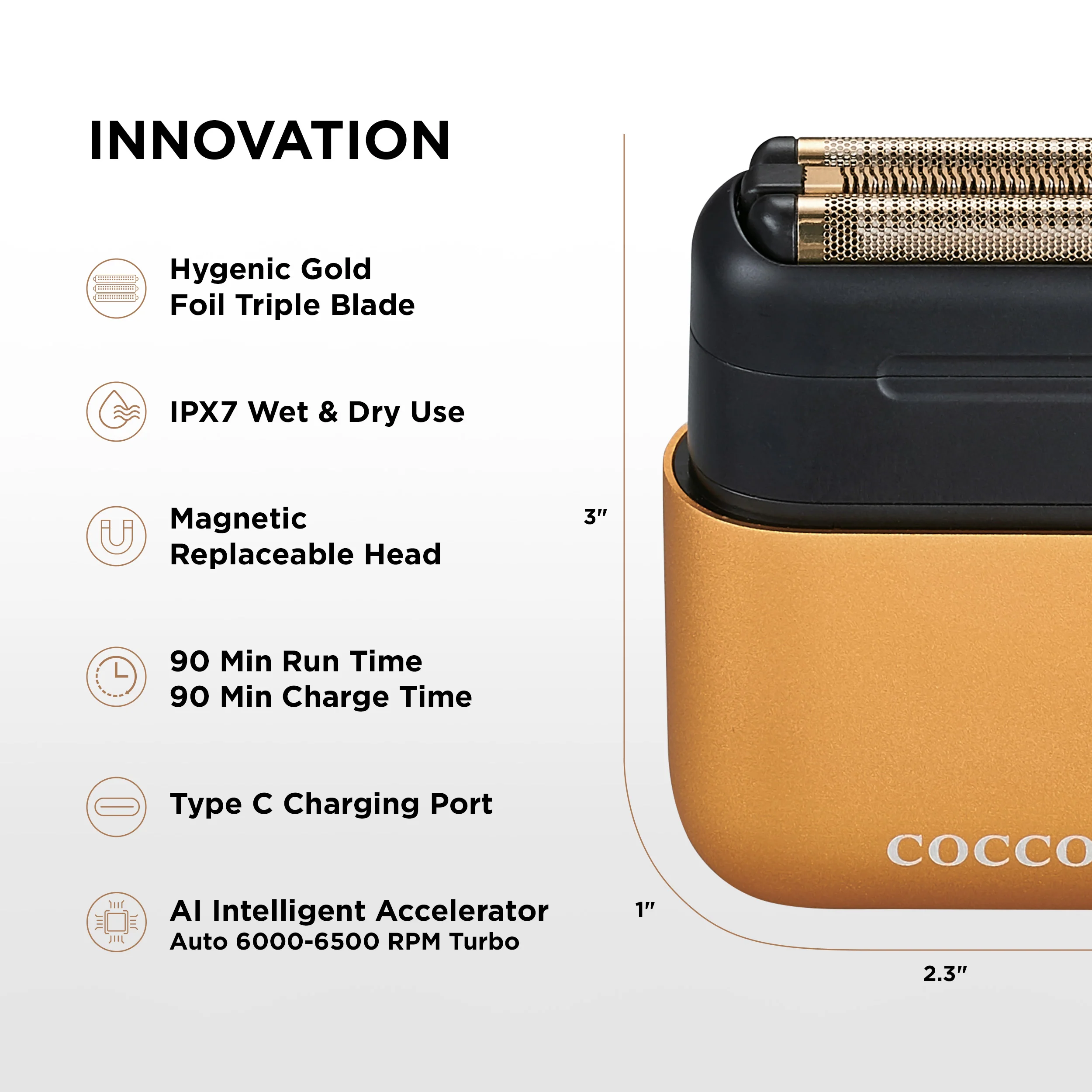 Impacto Micro Wet-Dry Shaver (Gold) - Image 4