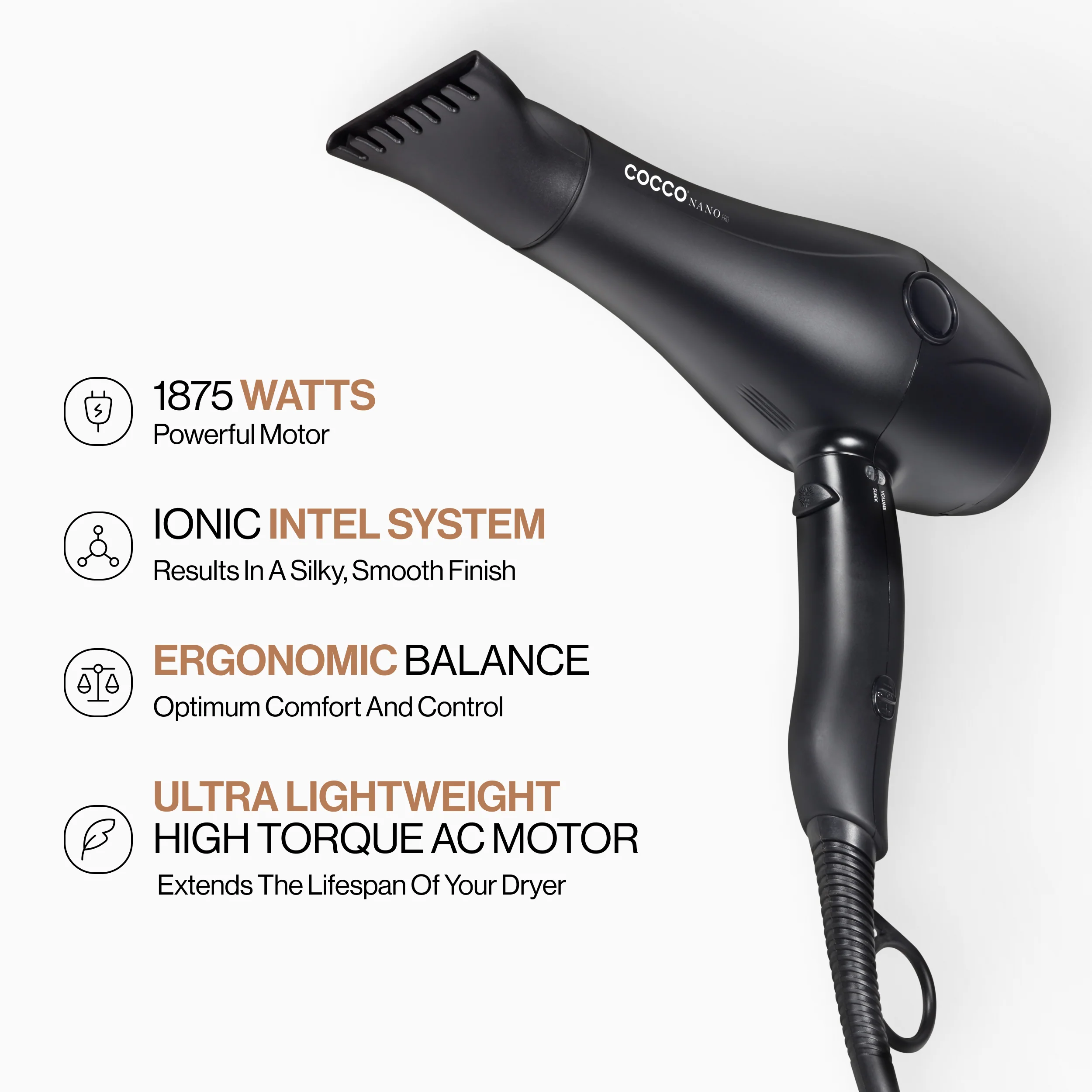 Cocco Nano Pro Hair Dryer (Black) - Image 6